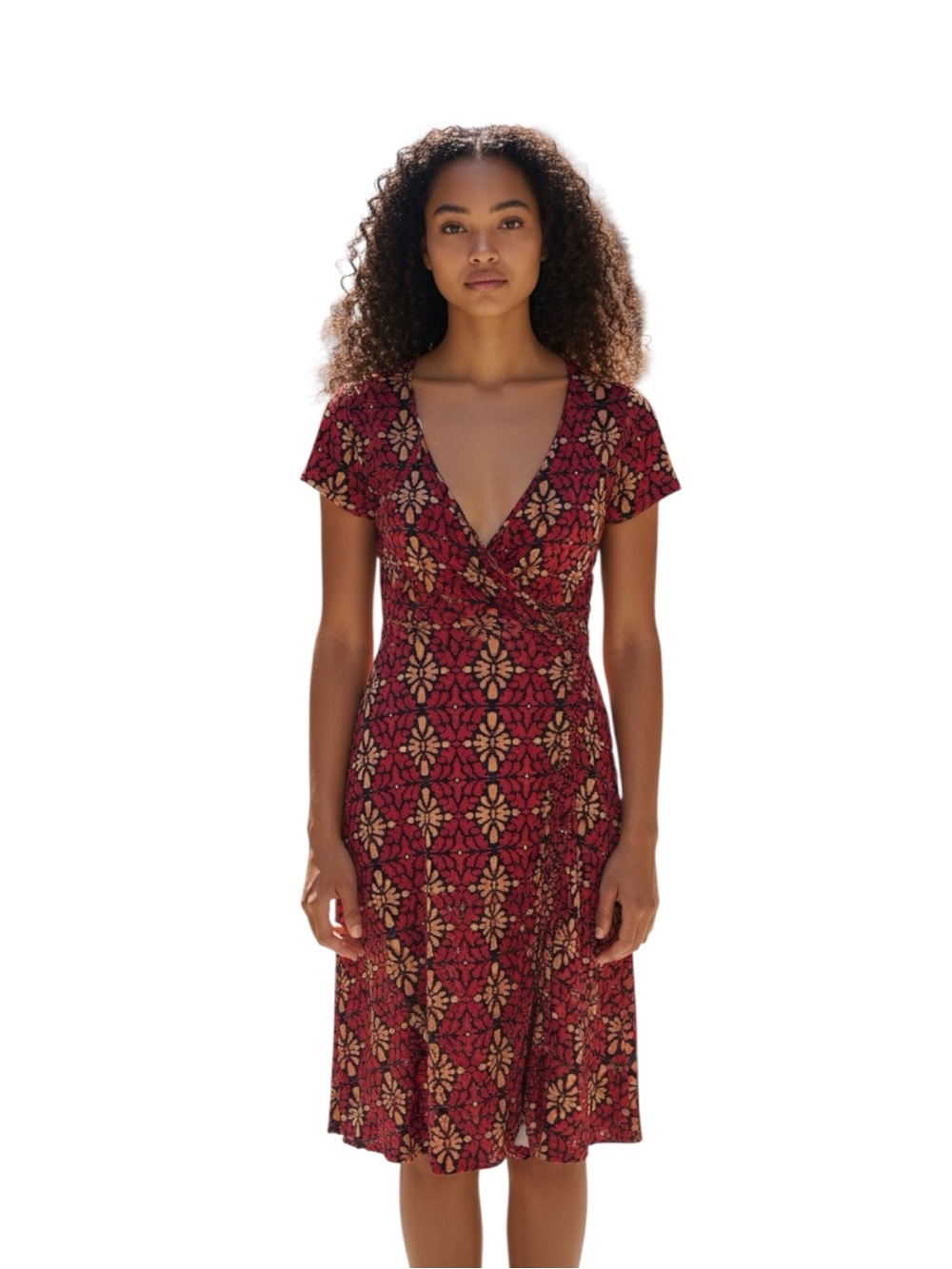 Leota Burgundy Floral Wrap Midi Dress Size XL
